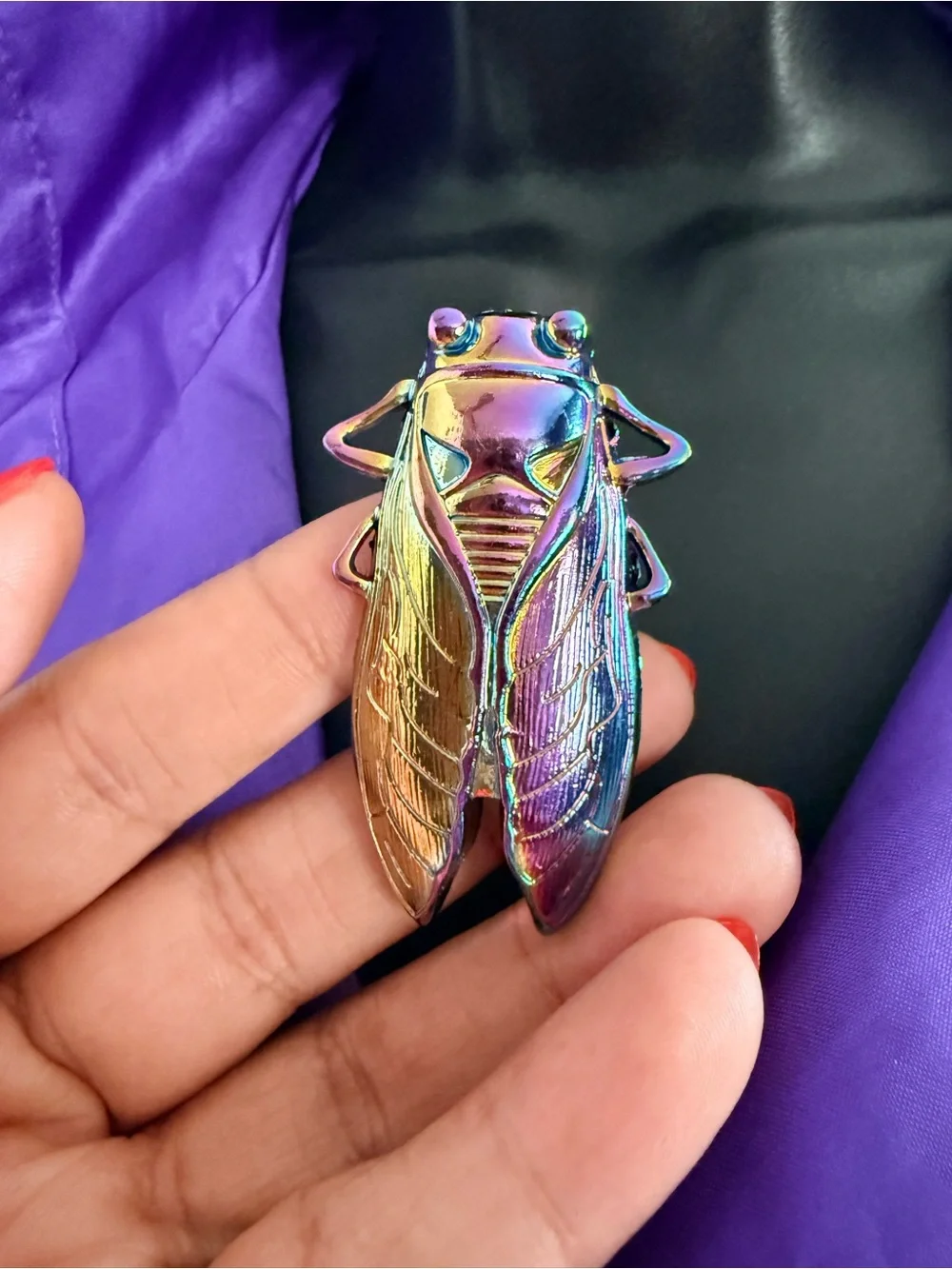 Handmade Iridescent Cicada Brooch Pin